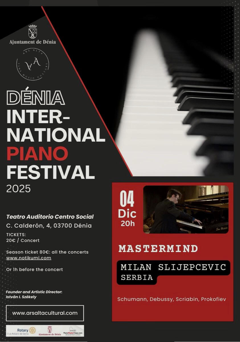 Recital solistico Dénia International Piano Festival 04 dicembre 2025 Dénia, Spain R. Schumann C. Debussy A. Skrjabin D. Kabalevskijㅤㅤㅤㅤㅤㅤㅤㅤㅤㅤㅤ